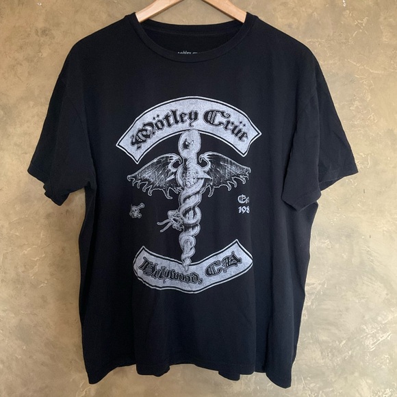 Motley Crue Other - Motley Crue Caduceus Graphic Band Tee